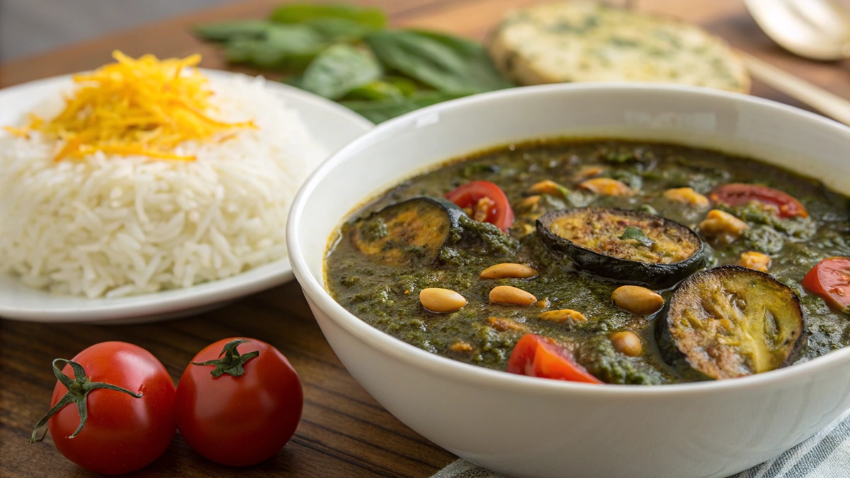 طرز تهیه قورمه سبزی رشتی | دستور اصیل شمالی با بادمجان