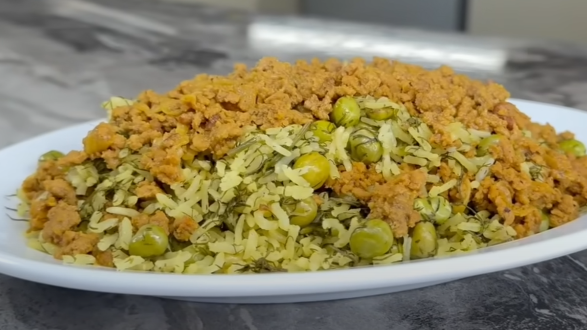 طرز تهیه نخود پلو با گوشت چرخ کرده، مرحله به مرحله و تصویری