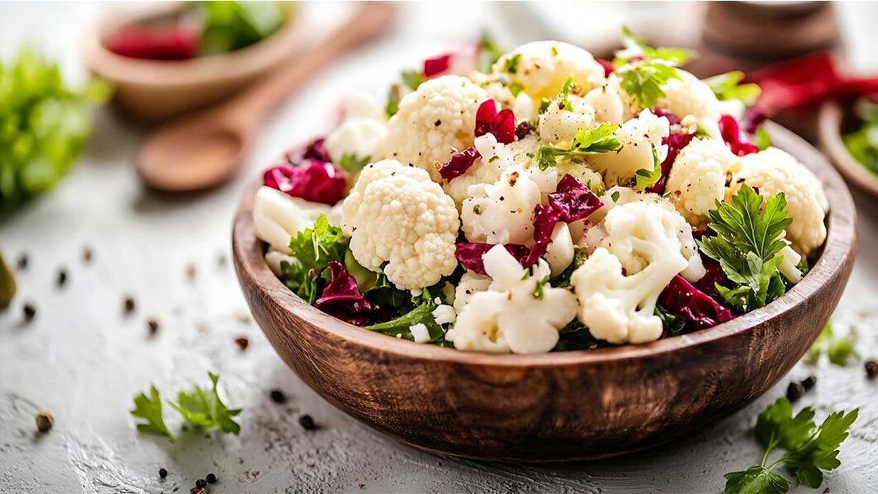 طرز تهیه سالاد انار و گل کلم محبوب زمستانی