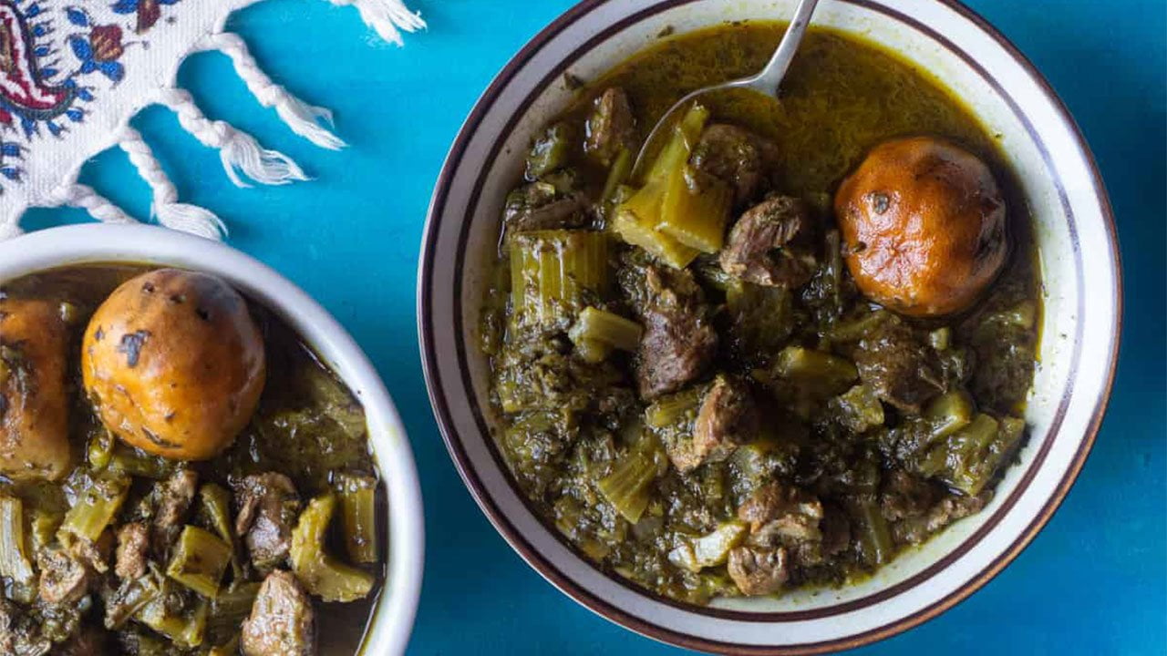 طرز تهیه خورشت کرفس با لوبیا ساده، خوشمزه و مجلسی با گوشت