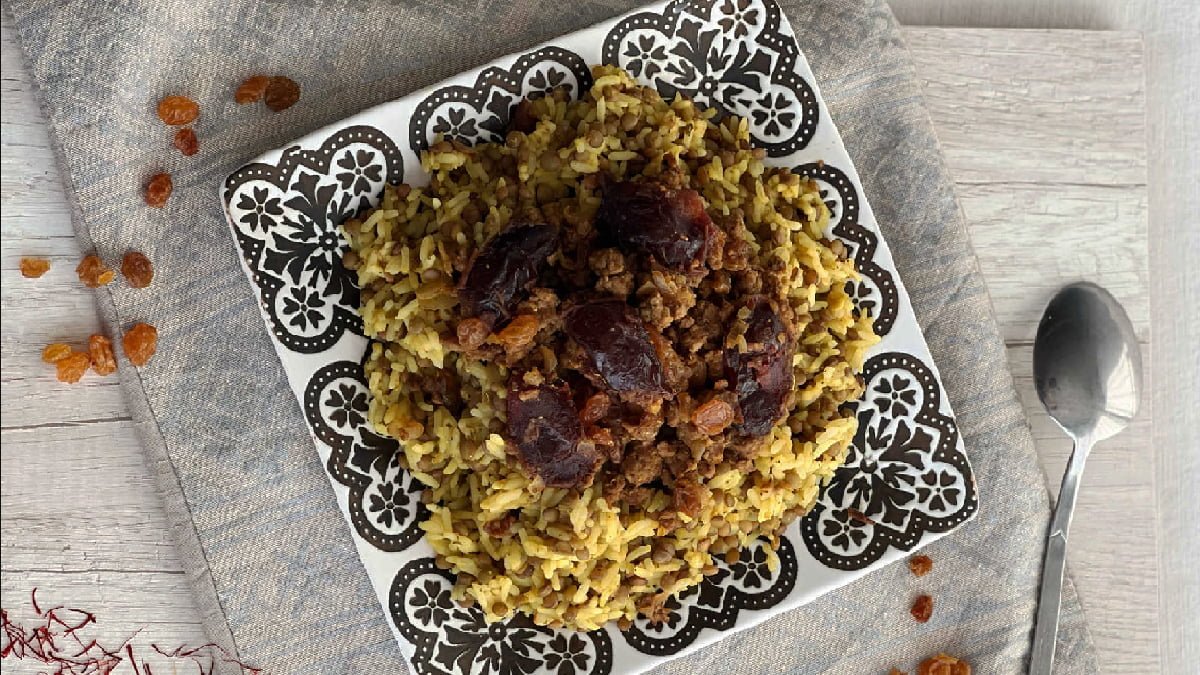 طرز تهیه عدس پلو دمی با و بدون گوشت چرخ کرده