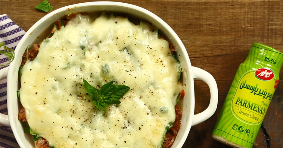 طرز تهیه لازانیای سیب زمینی با پنیر پارمسان همراه با ویدیو