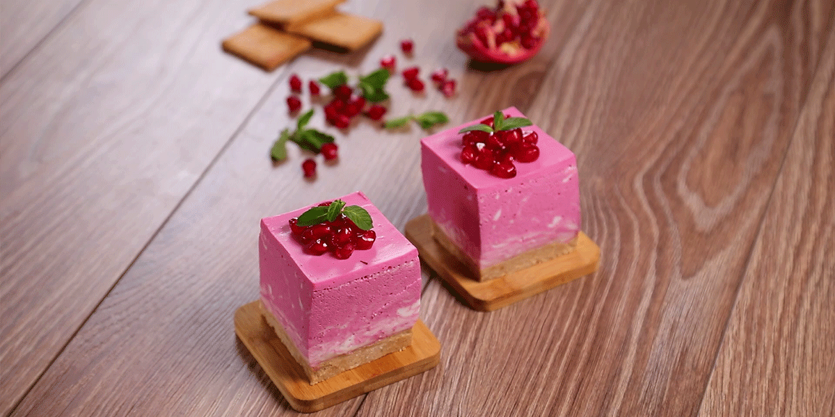 طرز تهیه مینی چیز کیک انار خوشمزه و ساده همراه با ویدیو