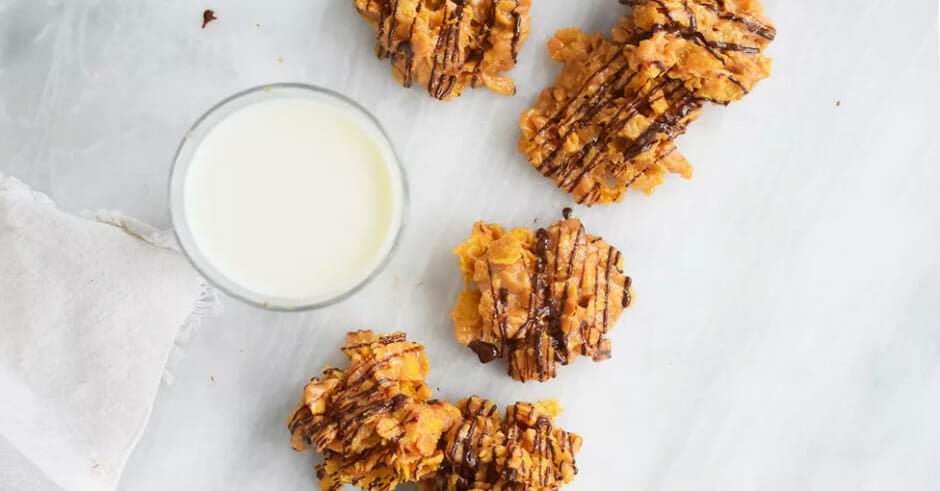 طرز تهیه کوکی کورن فلکس و کره بادام زمینی