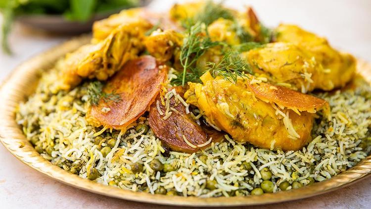 نخود پلو با مرغ