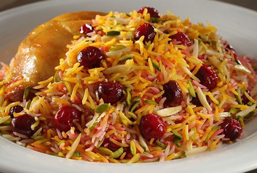 آلبالو پلو با مرغ