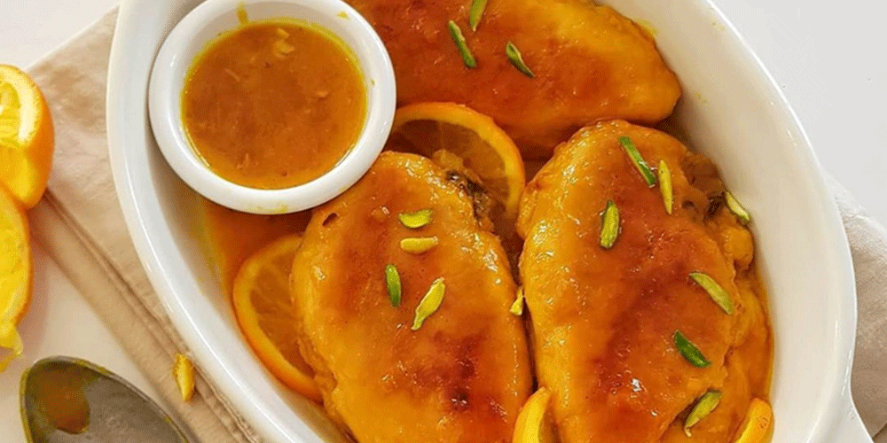 مرغ با پرتقال و ادویه فرانسوی