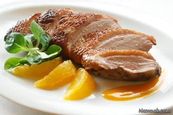 اردک بریان با سس پرتغال